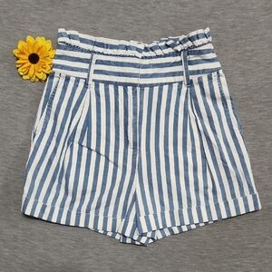 🔴 Forever 21 Striped Super High-Rise Paperbag Waist Summer Short "Mom" Shorts